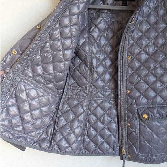 J.Crew Blue/Gray Quilted Down Filled Full Zip Puffer Lightweight Jacket, size XS - Picture 5 of 10